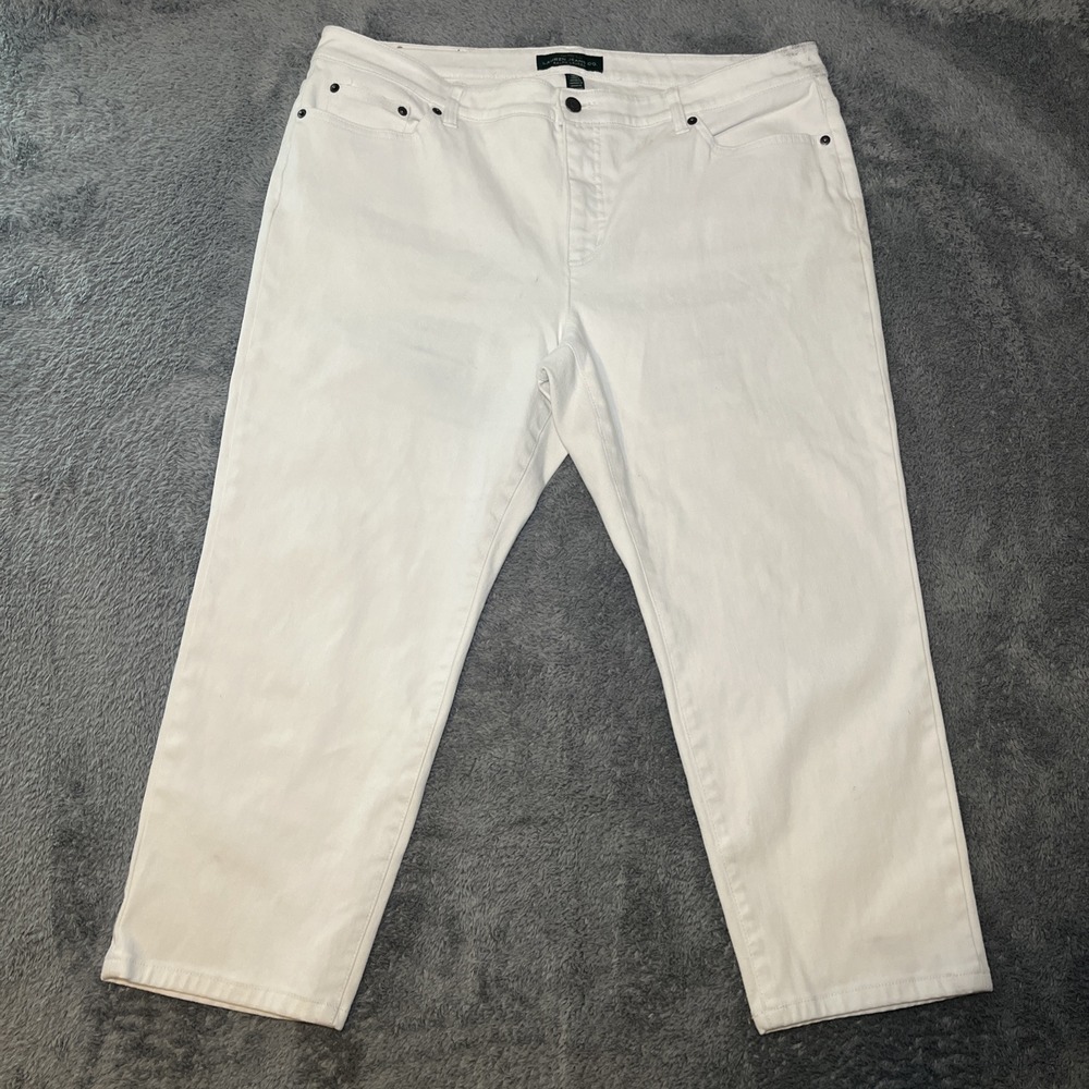 LRL Lauren Jeans Co Ralph Lauren Women's Classic Straight Cropped White Jean 18W